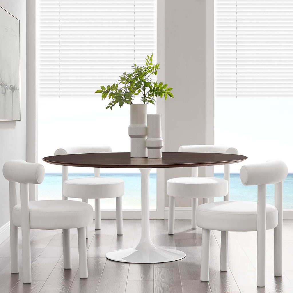 Modway Lippa Dining Table, 60", White Cherry Walnut