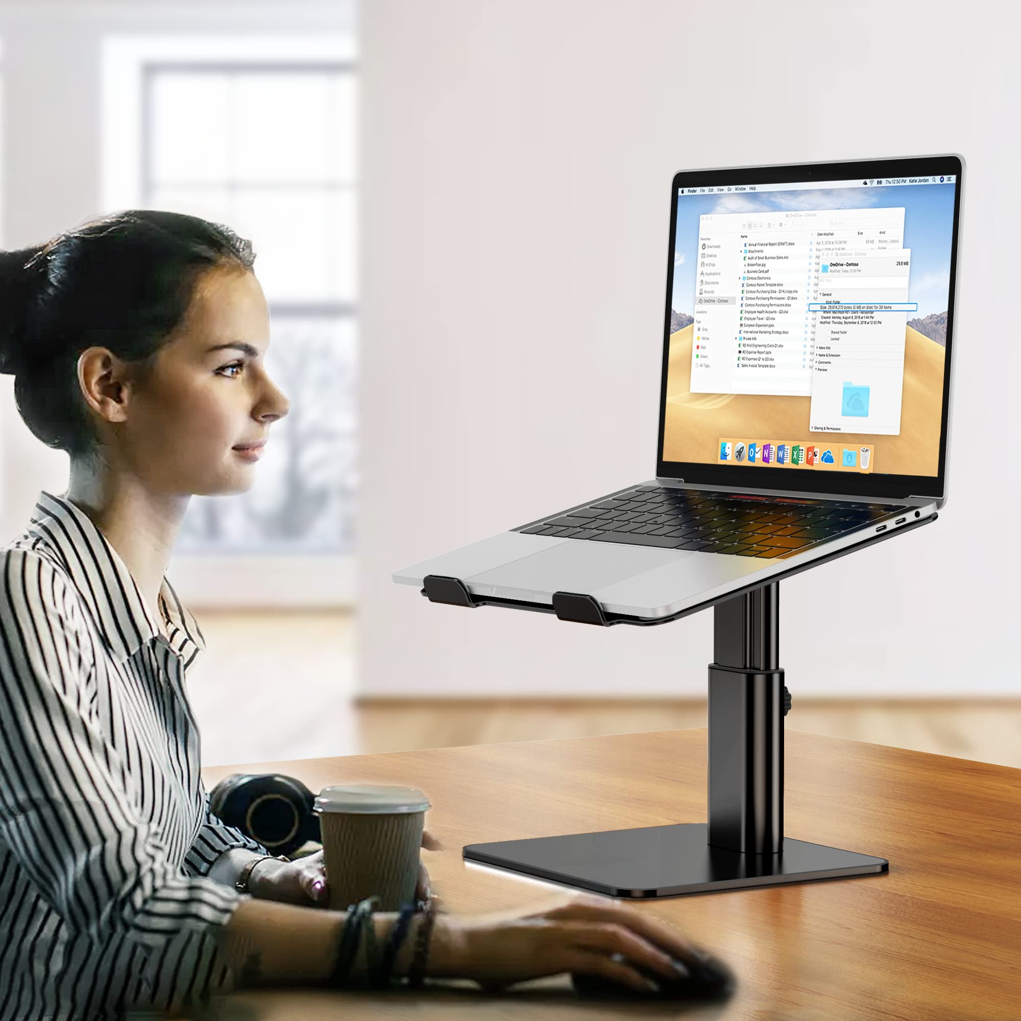 Laptop Stand, Ergonomic Adjustable Notebook Riser, Computer Holder, Laptop Mount Compatible with 10-15.6" Laptops, Black