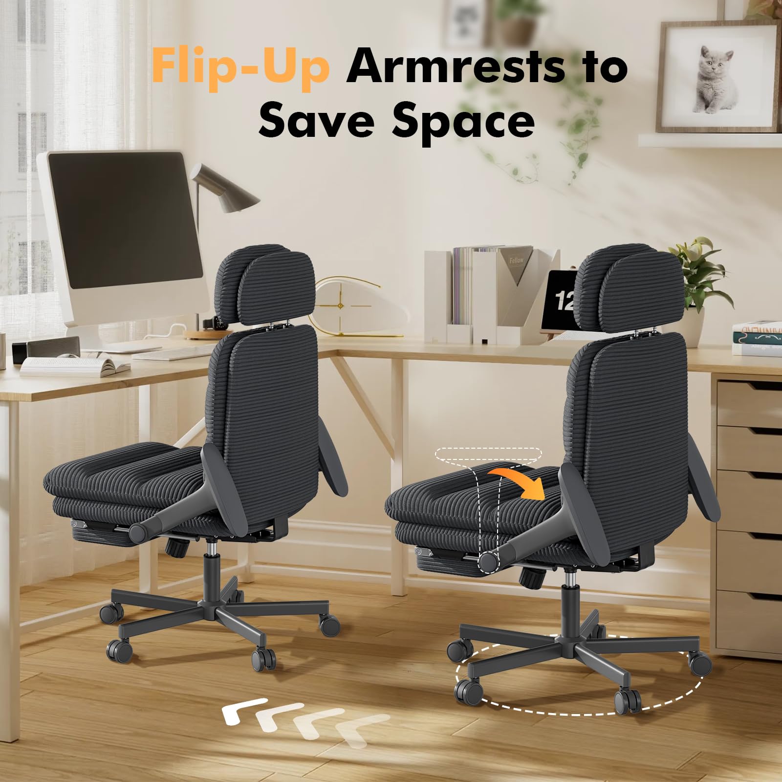 Criss Cross Legged Office Chair with Flip-up Arms, Footrest, G800 Plus
