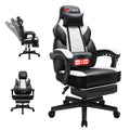Video Gaming Chair for Adults, Computer Chair with Footrest and Ergonomic High Back, Big and Tall Gamer Chair with Massage Lumbar Support, 360° Swivel Height Adjustable Computer Chair, White