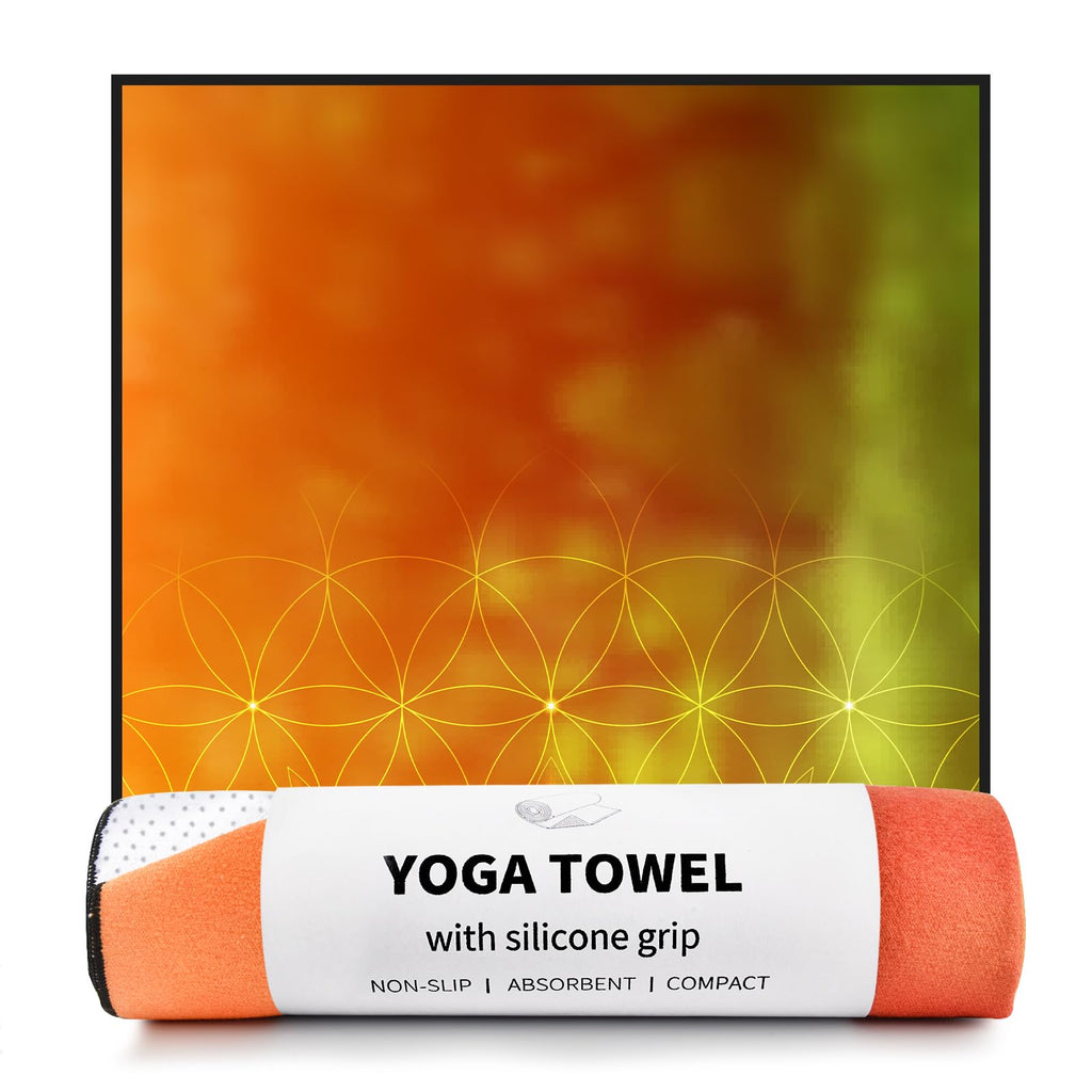 Hot Yoga Towel with Grip Dots, Non Slip, 70"x26, Geometric Flower