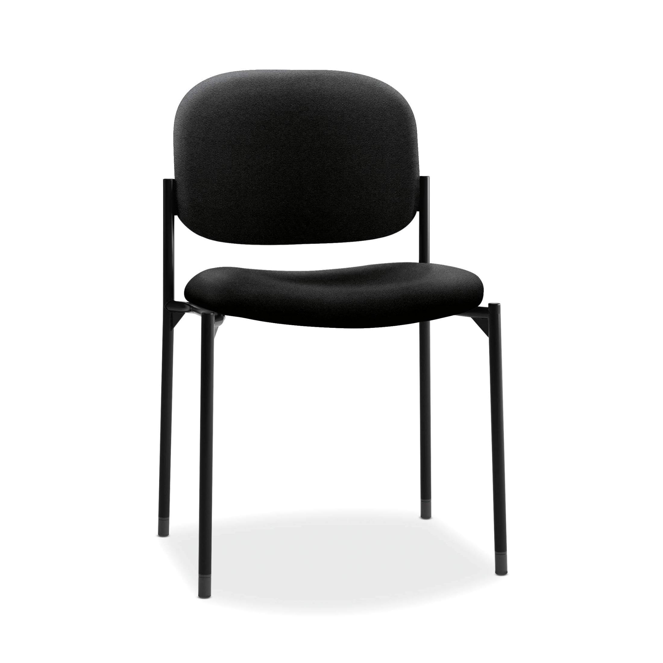Fabric Guest Office Chair, Armless Stackable Seating for Waiting Rooms, Lobbies, Conference Areas, and Offices, Side Chair for Reception and Training Spaces, Black