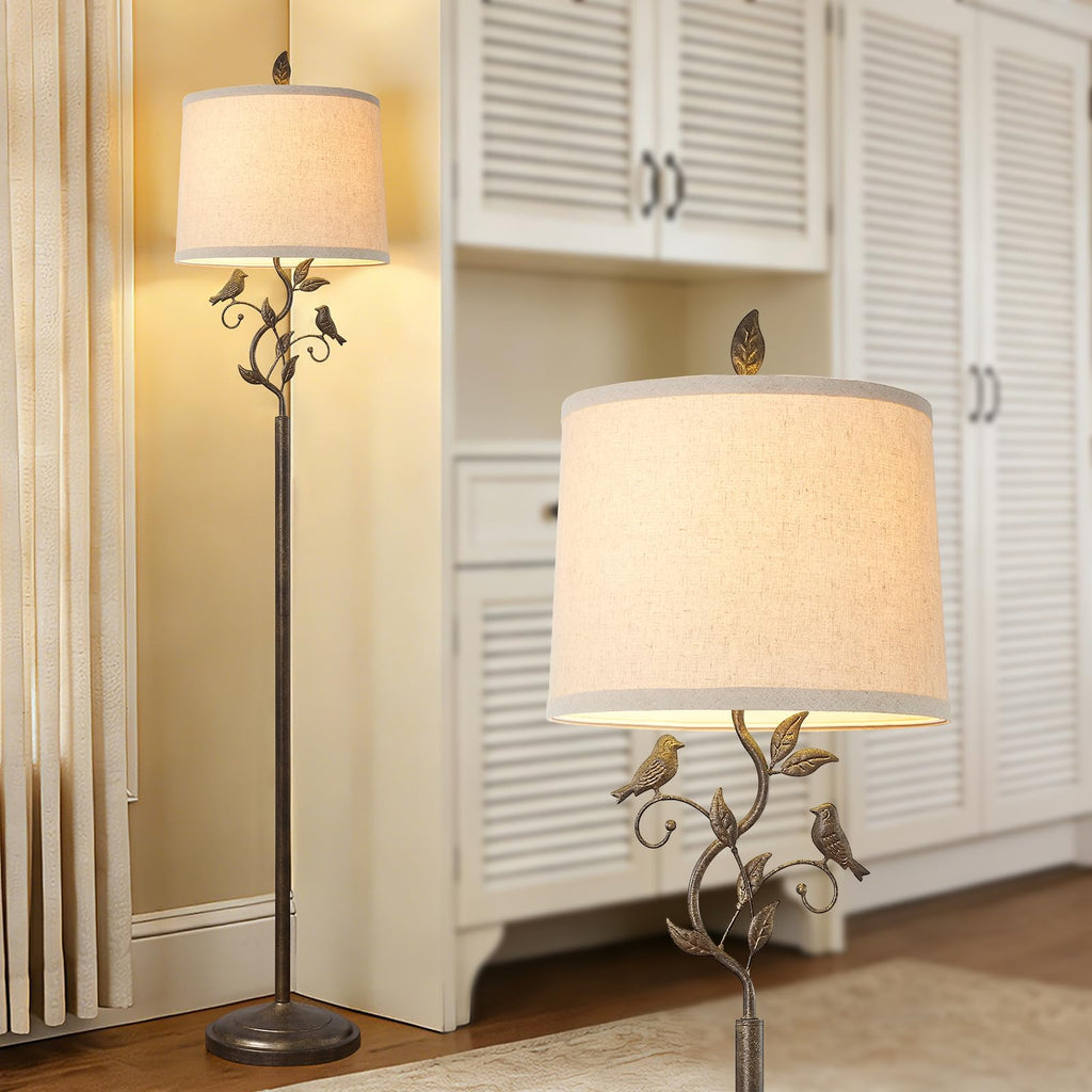 63" Farmhouse Iron Leaf Floor Lamp for Living Room