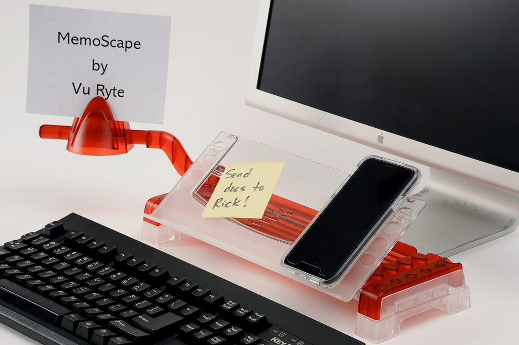 Adjustable in-Line Document Holder for Typing | Reduces Neck Strain, Improves Focus, Boosts Desk Organization, and Workflow | Paper Holder Stand for Desk and Home Office - Red