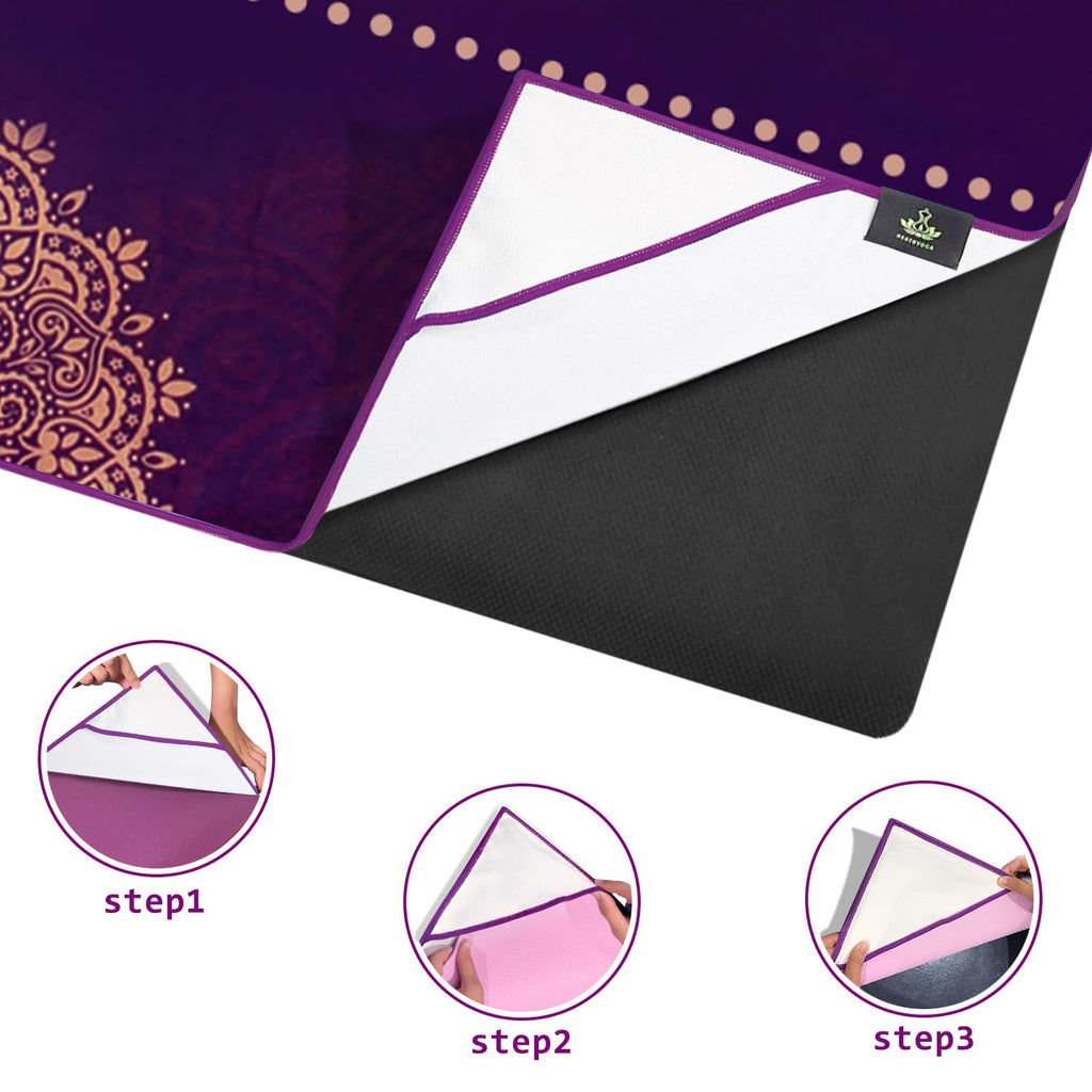 Non Slip Hot Yoga Towel, 100% Microfiber Non Slip Yoga Mat Towel for Hot Yoga, Pilates and Fitness, Exclusive Corner Pockets Design + Free Spray Bottle