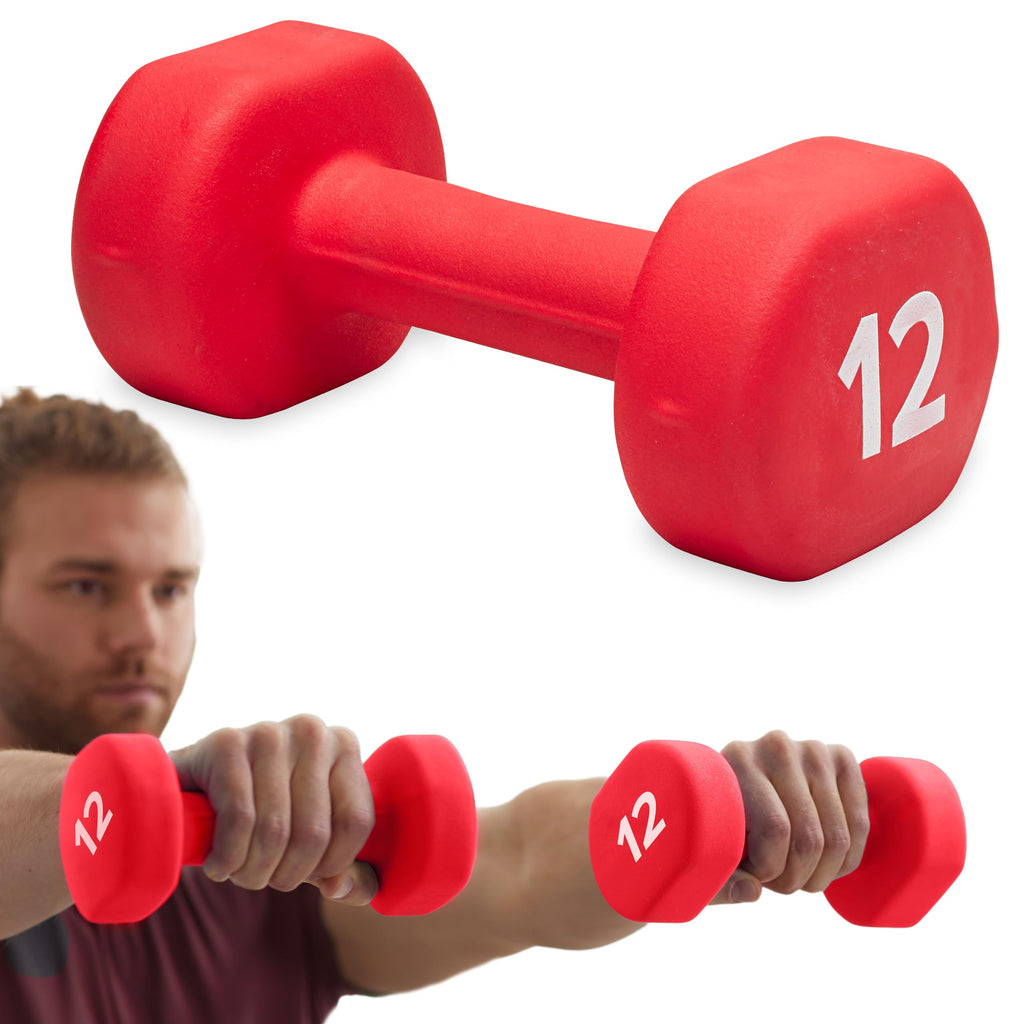 Neoprene Dumbbell Hand Weight, Non-Slip, Sold Singly (12LB Single)