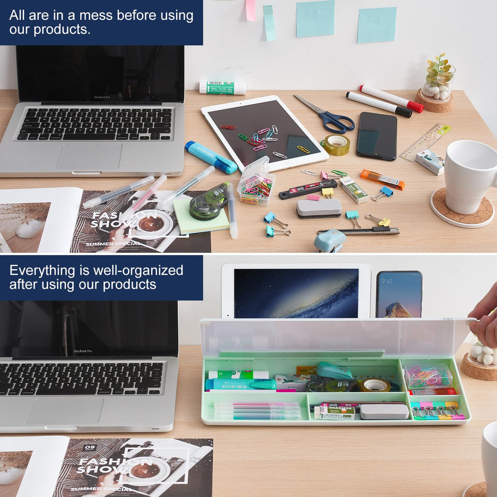 Desktop Whiteboard Dry-Erase-Board - Computer Keyboard Stand White Board Surface Pad with Drawer, Desk Organizers with Accessories for Office, Home, School Supplies - Green