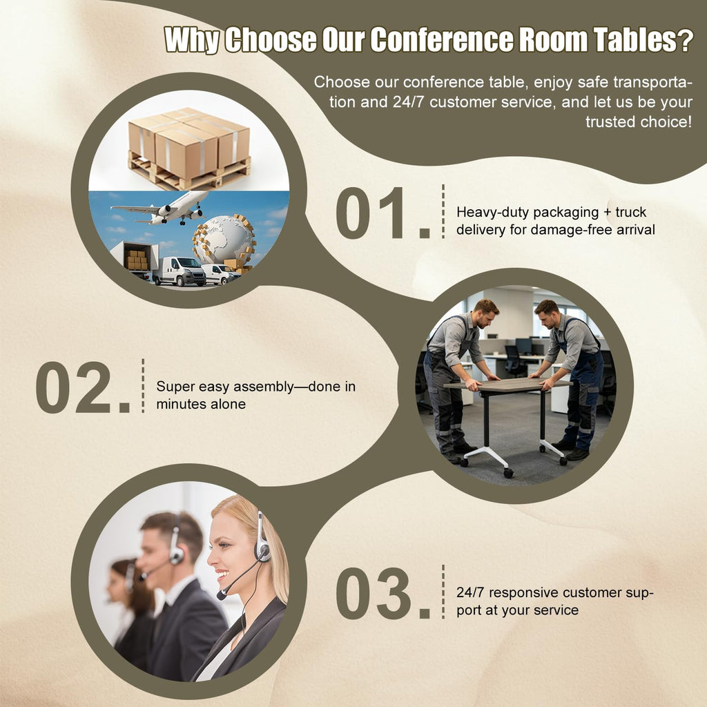 Folding Conference Table, 2 Pack Modern Flip Top Mobile Training Tables