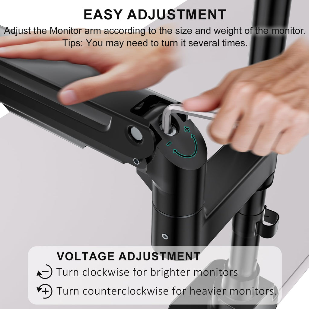 Heavy Duty Monitor Arm Desk Mount for 13-43 Inch Ultrawide Screens, Single Monitor Arm with Full Motion Tilt, Swivel, Rotation, Holds up to 44 lbs, C-Clamp Mount for VESA 75/100mm (GSDM001-P)