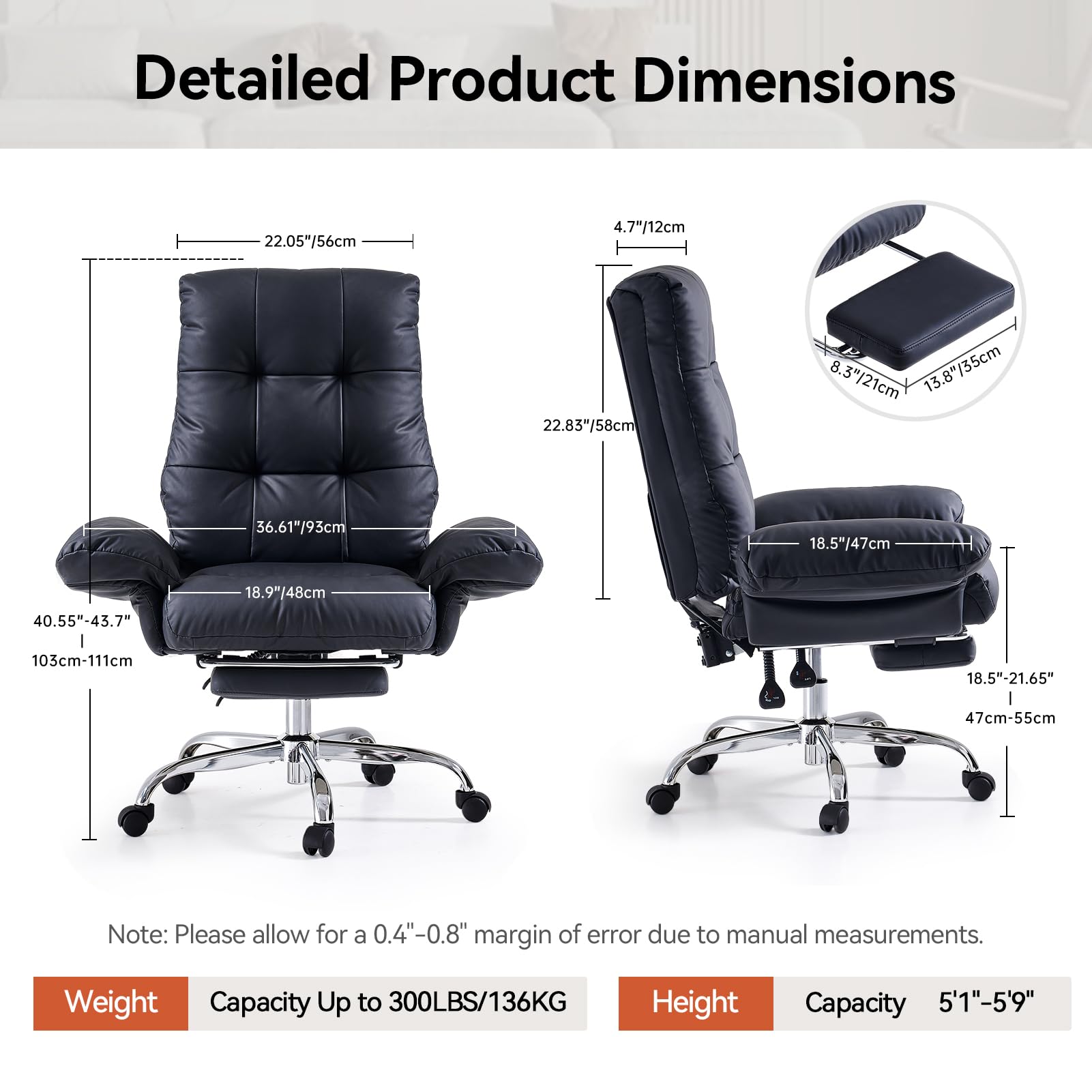 Heated and Massage Office Chair with Foot Rest Criss Cross Chair with Wheels and Flip-up Arms Reclining Desk Chair Comfy Wide Seat PU Leather Rolling Computer Home Office Chair (Black)