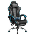 Gaming Chair, Video Game Chair with Massage Lumbar Support and Footrest Height Adjustable Ergonomic Computer Chair with Swivel Seat and Headrest, Black/Gray