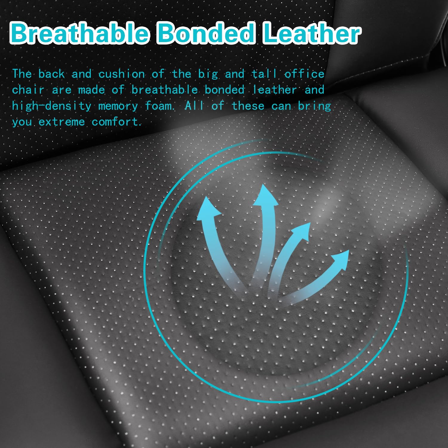 500lbs Big and Tall Office Chair, Heavy Duty Office Chair for Heavy People, High Back Executive Desk Chair with Adjustable Lumbar Support,Quiet Rubber Wheel,Pocket Spring Cushion