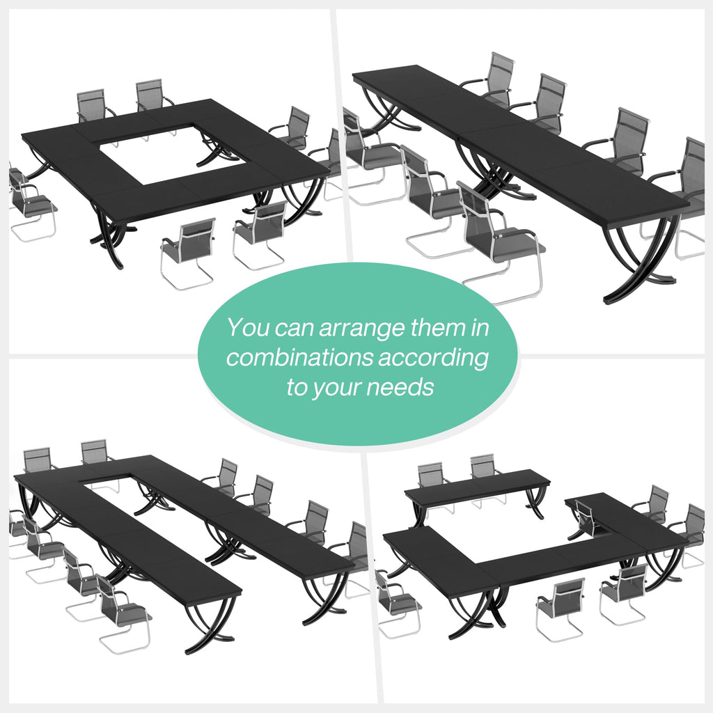 6.5FT Conference Table for 6-8 People, 78 inch Long Rectangular Seminar Table with Strong Metal Frame, Business Furniture Boardroom Desk for Office Meeting Conference Room (6PCS, Black)