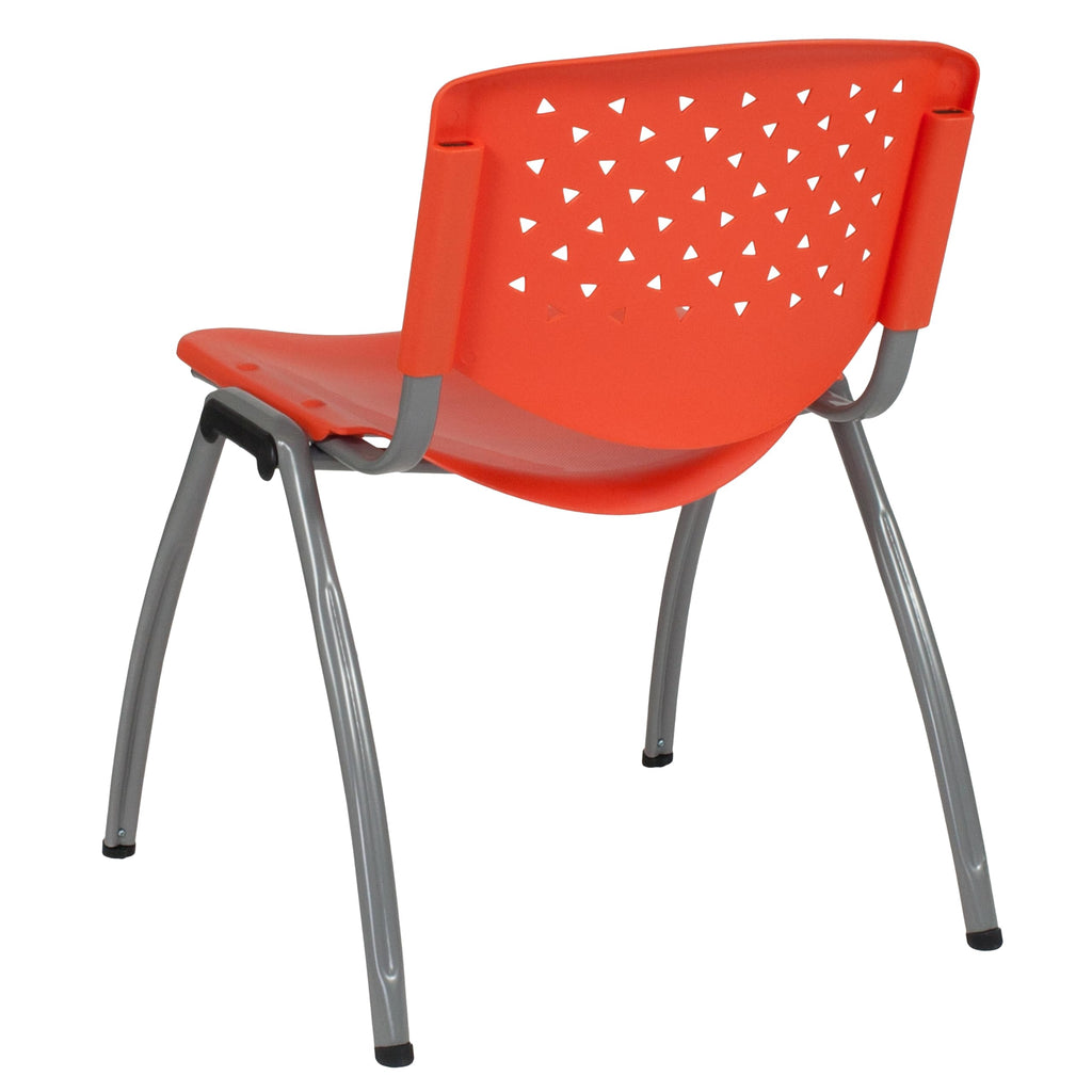 HERCULES Series 880 lb. Capacity Orange Plastic Stack Chair with Titanium Gray Powder Coated Frame