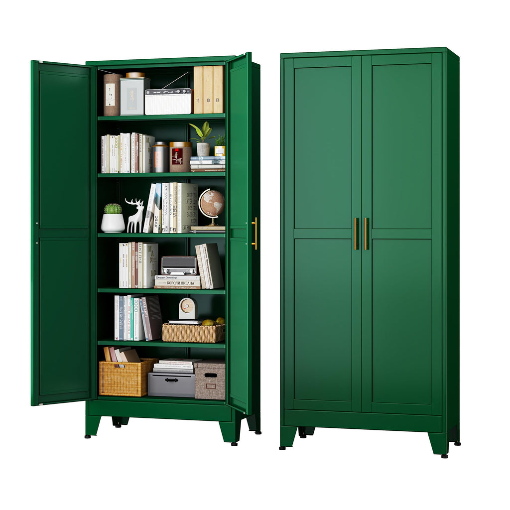 Green Metal Storage Cabinet,75" Steel Cabinets for Home Office