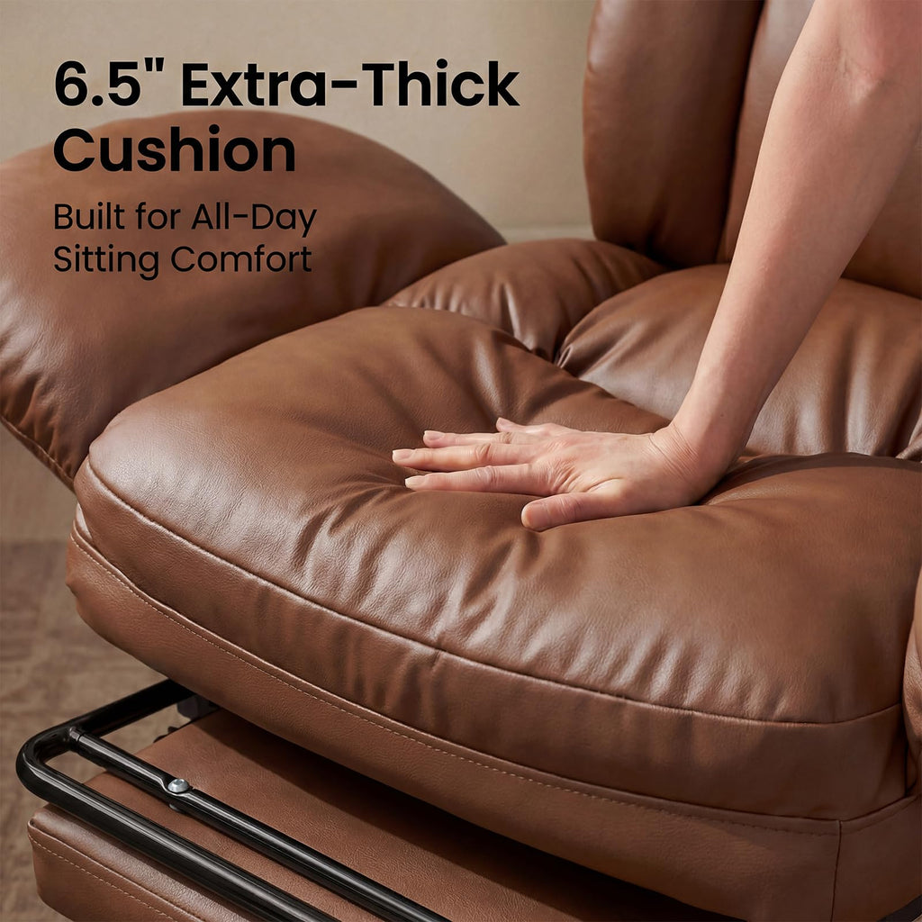 Cross Legged Office Chair with Pets Friendly Seat, Plus Size Criss Cross Desk Chair, Big and Tall Office Chair with Foot Rest, Reversible Armrests & Wide Seat, Brown