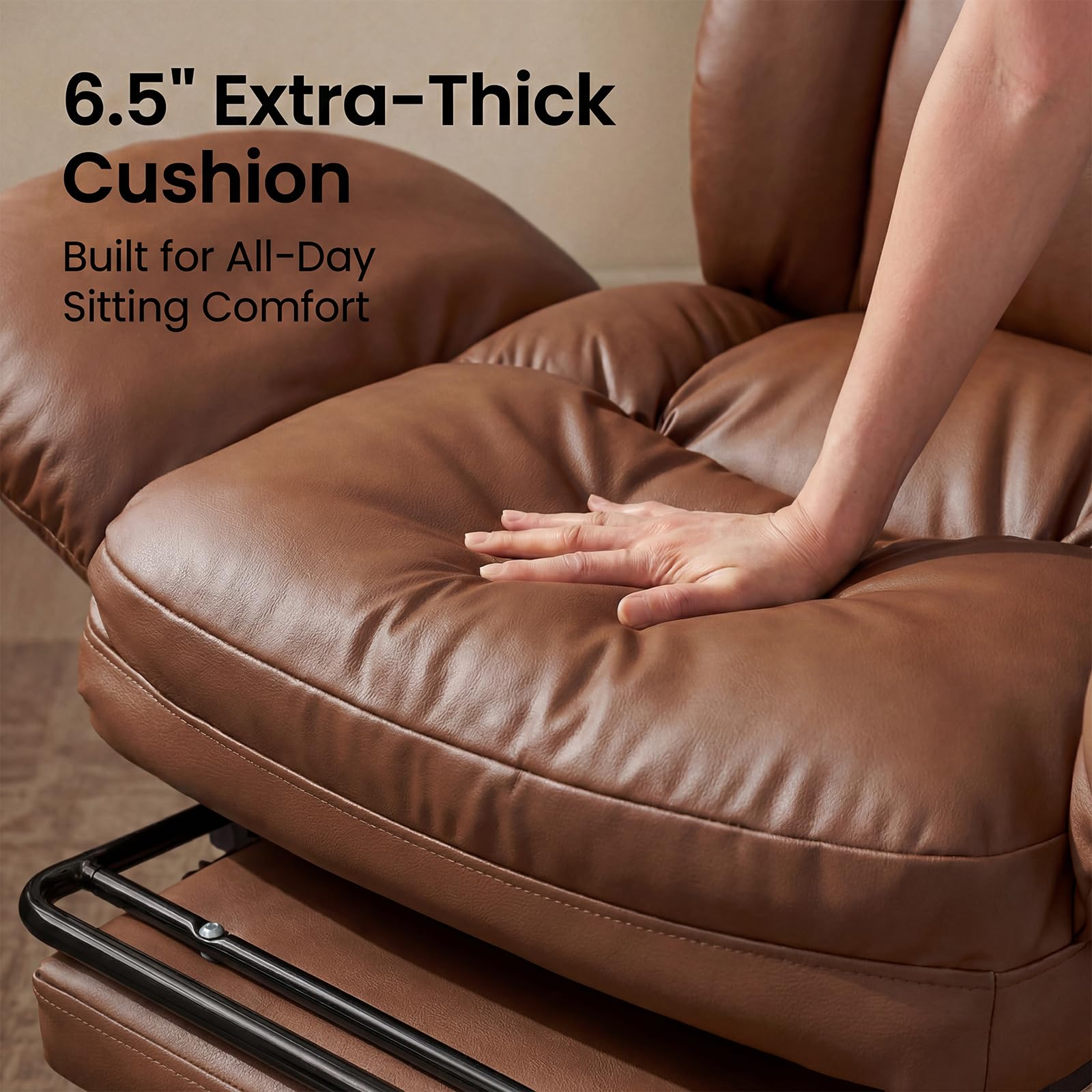 Cross Legged Office Chair with Pets Friendly Seat, Plus Size Criss Cross Desk Chair, Big and Tall Office Chair with Foot Rest, Reversible Armrests & Wide Seat, Brown