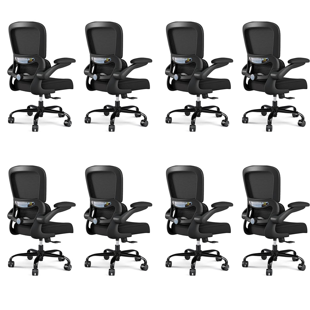 Pack of 8, Office Chair - Ergonomic Desk Chair with Adjustable Lumbar Support, Mesh Computer Chair, Executive Chairs for Home Office Comfortable Lumbar Support Black