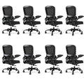 Pack of 8, Office Chair - Ergonomic Desk Chair with Adjustable Lumbar Support, Mesh Computer Chair, Executive Chairs for Home Office Comfortable Lumbar Support Black