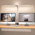 Double Head LED Desk Lamp, Architect Desk Lamps for Office, 24W Brightest Workbench Office Lighting-5 Color Modes and 5 Dimmable Eye Protection Modern Desk Lamp (White-Desktop, Big)