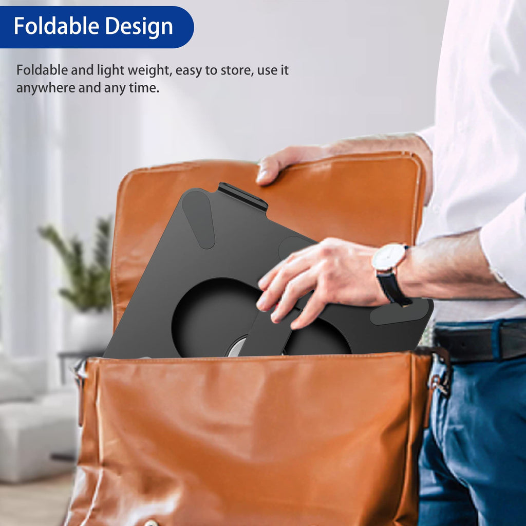 Laptop Stand with 360 Rotating Base, Ergonomic Adjustable Notebook Riser, Foldable Computer Holder Compatible with 10-15.6" Laptops (Black)