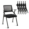 (6 pk) Ergonomic Stackable & Foldable Conference Room Chairs, Mesh Office Chair with Arms and Wheels for Office Waiting Room Meeting Lobby Church School Receptions and Training