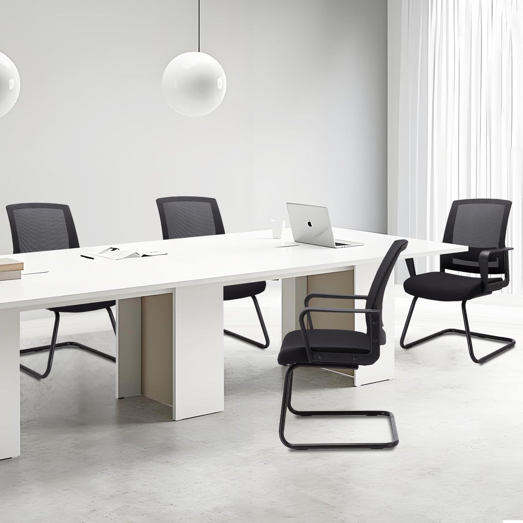8 Pack, Office Guest Chair with Lumbar Support and Mid Back Mesh Space Air Grid Series for Reception Conference Room