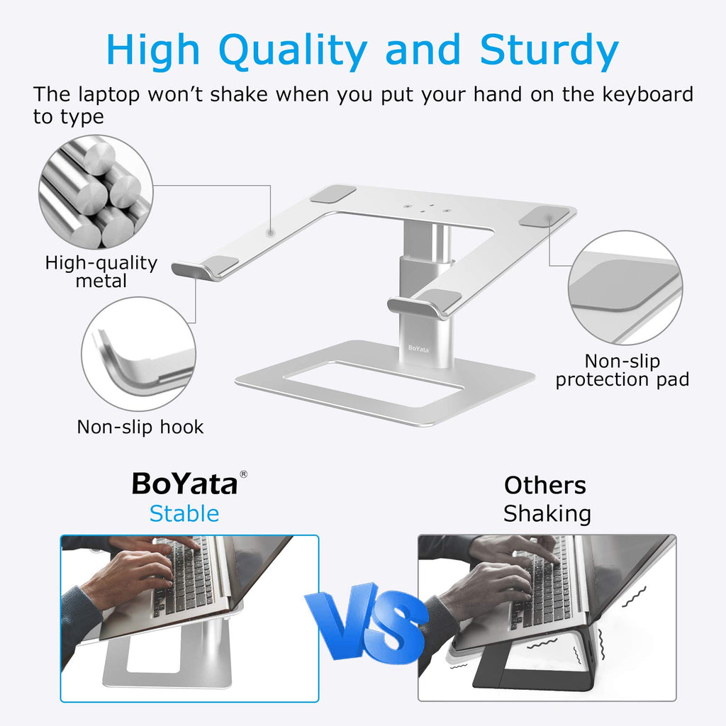 Laptop Stand, Ergonomic Aluminum Height Adjustable Computer Stand Laptop Riser Holder for Desk, Compatible with MacBook Pro/Air, Dell, Lenovo, HP, Samsung, More Laptops 11-17"