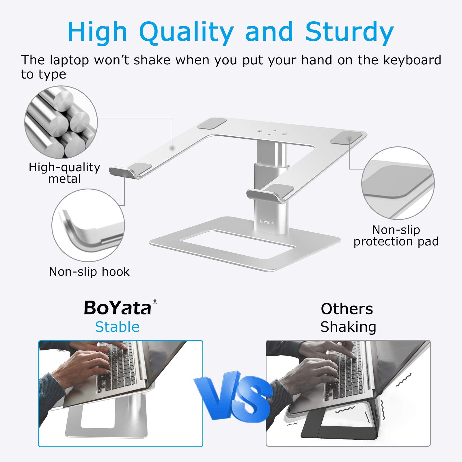 Laptop Stand, Ergonomic Aluminum Height Adjustable Computer Stand Laptop Riser Holder for Desk, Compatible with MacBook Pro/Air, Dell, Lenovo, HP, Samsung, More Laptops 11-17"