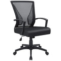 Office Chair Ergonomic Computer Desk Mesh Chair Mid Back Swivel Lumbar Support with Armrest (1, Black)