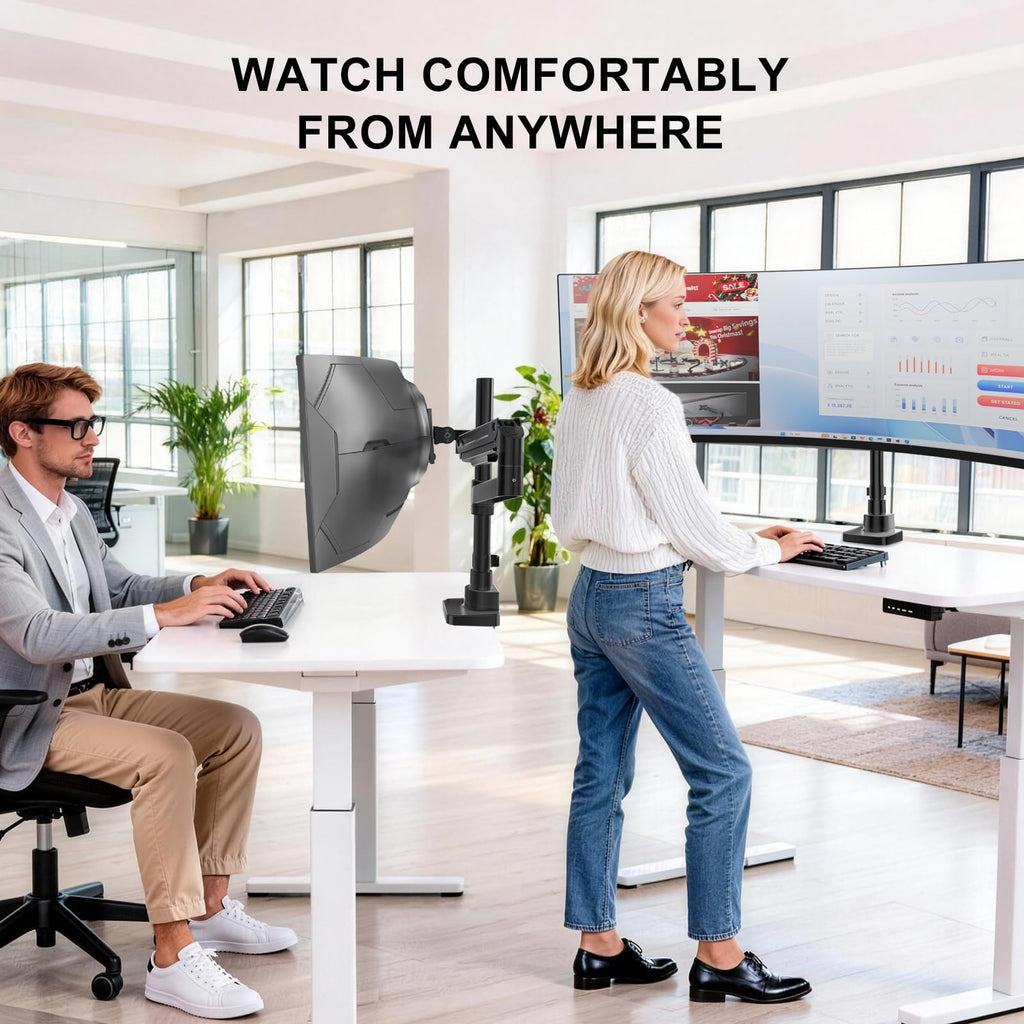 Heavy Duty Monitor Arm Desk Mount for 13-43 Inch Ultrawide Screens, Single Monitor Arm with Full Motion Tilt, Swivel, Rotation, Holds up to 44 lbs, C-Clamp Mount for VESA 75/100mm (GSDM001-P)