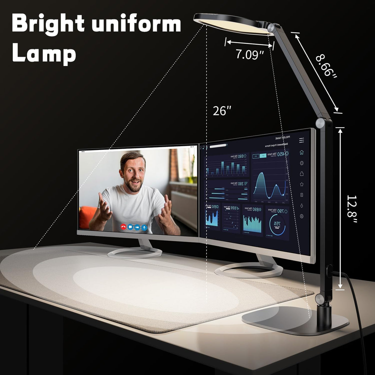 LED Desk Lamp for Home Office, Soft Edge-lit Design, Modern Style