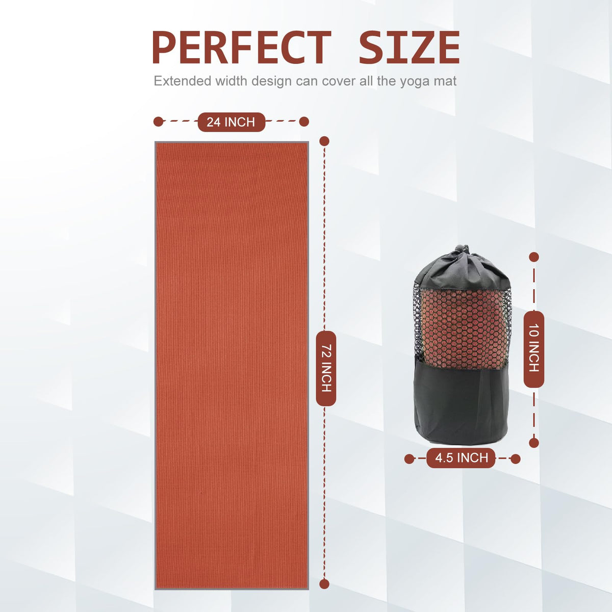Non Slip Hot Yoga Mat Towel with Grip Dots, 72" x 24"
