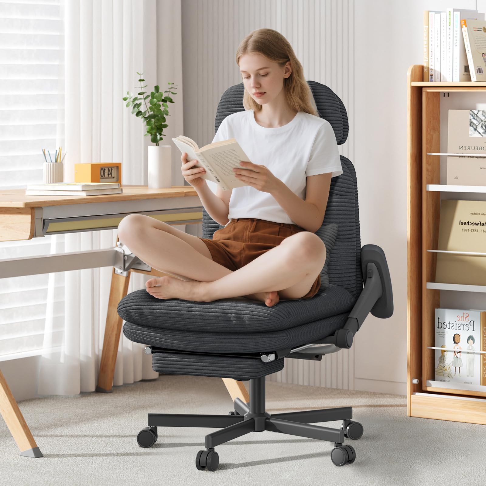 Criss Cross Legged Office Chair with Flip-up Arms, Footrest, G800 Plus
