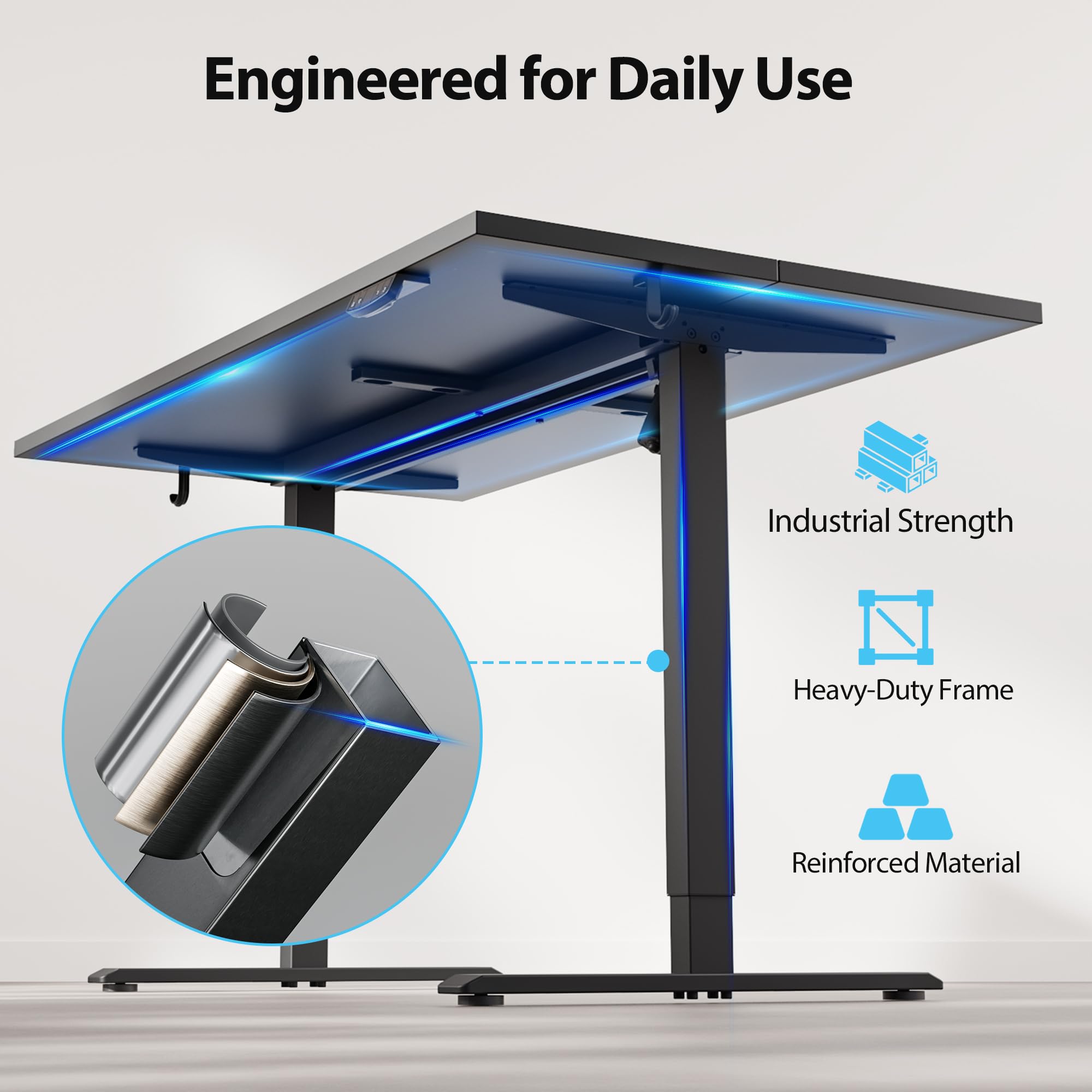 Electric Standing Desk, 48 x 28 Inches Height Adjustable Desk, Sit Stand up for Work Office Home, Ergonomic Rising Computer Table with Memory Preset, Black