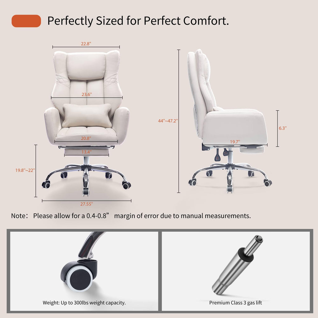 Criss Cross High Back Office Chair with Foot Rest, Ergonomic Cross Legged Desk Chair with Flip-up Armrest, Cozy Reclining 155°Swivel Chair for Home Office, Computer and Entertainment (Beige)
