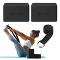 2-Pack Yoga Blocks & Strap Set - Black
