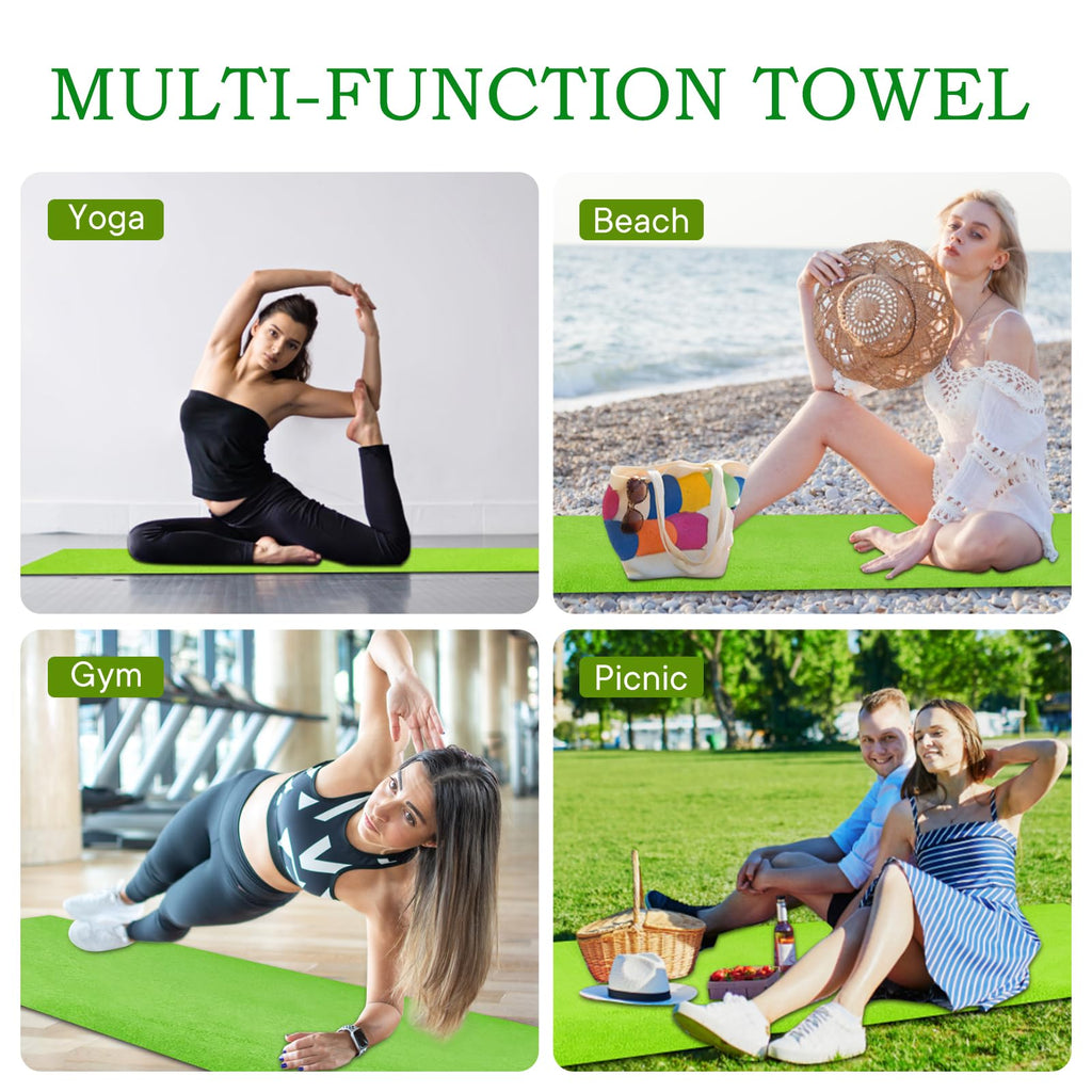 Yoga Towels, Non Slip Hot Yoga Mat Towel with Grip Dots,Super-Absorbent Soft Microfiber Yoga Blanket for Pilates, Fitness and Workout 72inch x 24inch (Green)