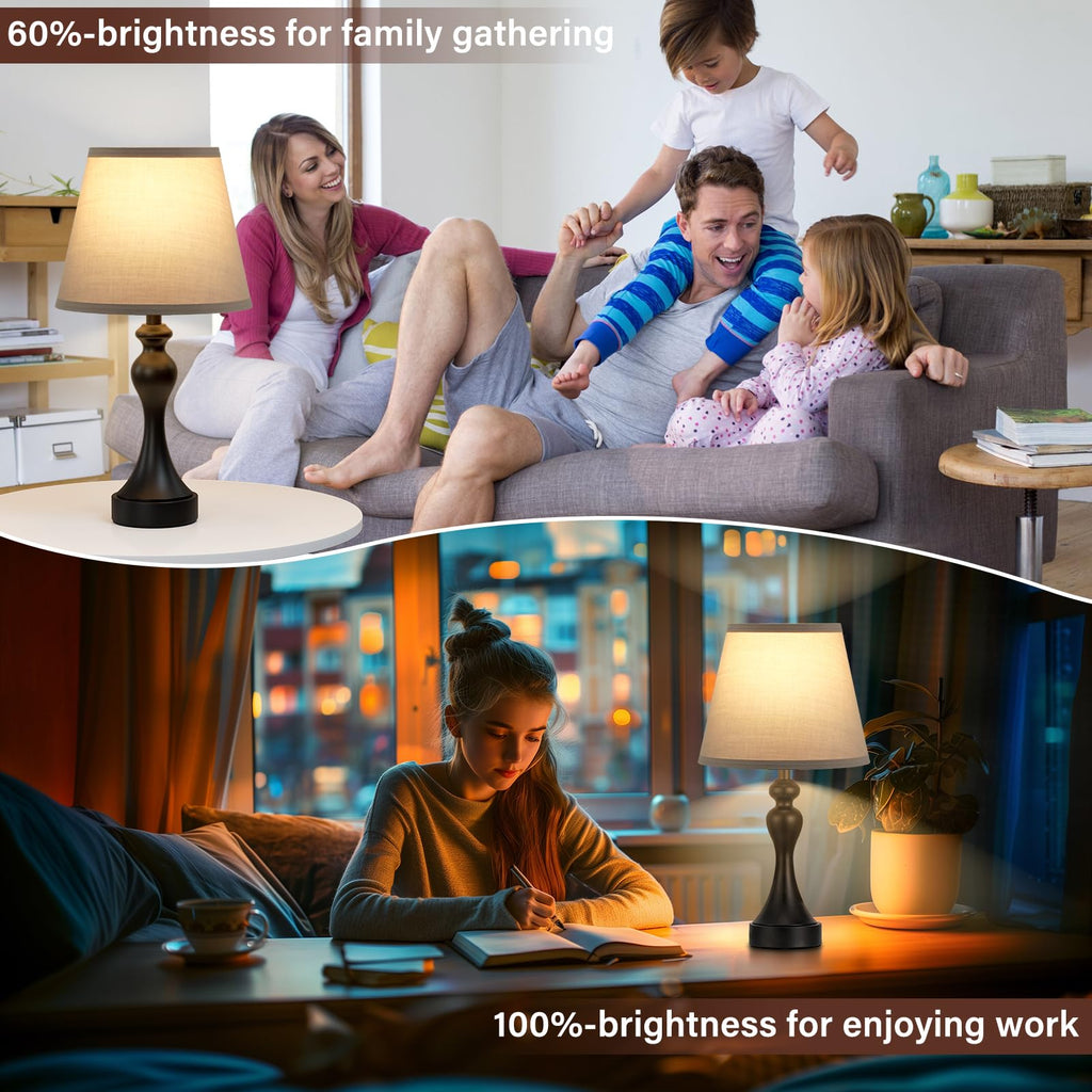 Touch Lamps for Nightstand, 3 Way Dimmable Bedside Lamps with USB C+A Ports