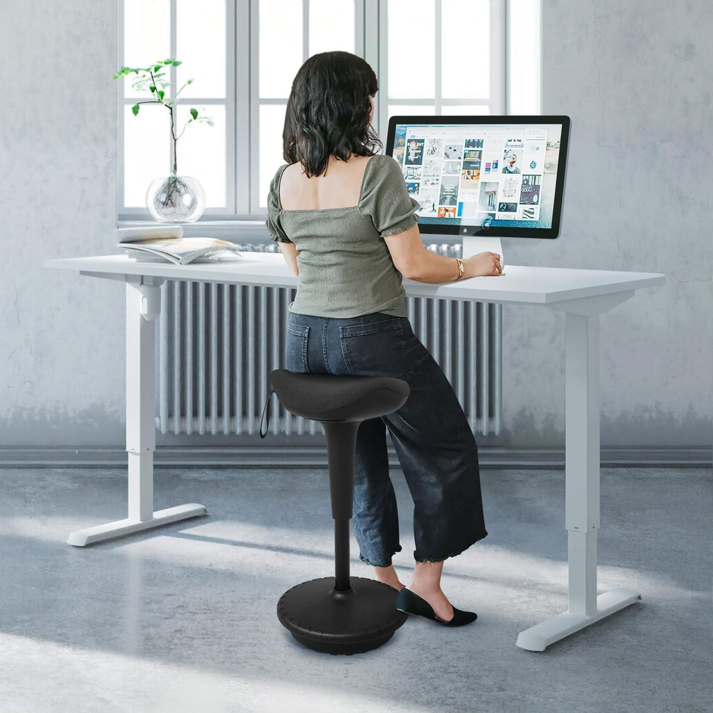 Standing Desk Stool, Standing Office Stool, Ergonomic Sit Stand Stools, Adjusting Height and swivels 360° Working seat for Bedroom, Kitchen, Living Room (Black)