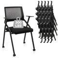Black (20 pk) Ergonomic Stackable & Foldable Conference Room Chairs, Mesh Office Chair with Arms and Wheels for Office Waiting Room Meeting Lobby Church School Receptions and Training