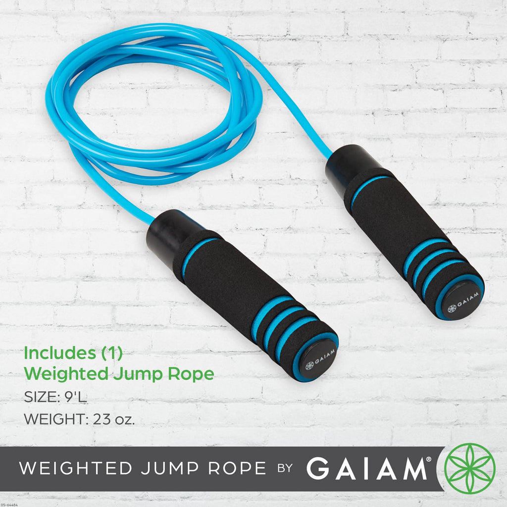 Weighted Jump Rope for Men and Women - 1lb Heavy Foam Handles Set - Adjustable Exercise Rope Length for Fitness and Training - Helps Burn Calories and Improve Stamina (1-Pound Set)