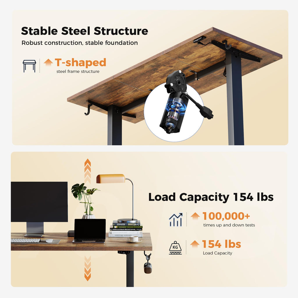 48*24 Inch Height Adjustable Electric Standing Desk, Rustic Brown