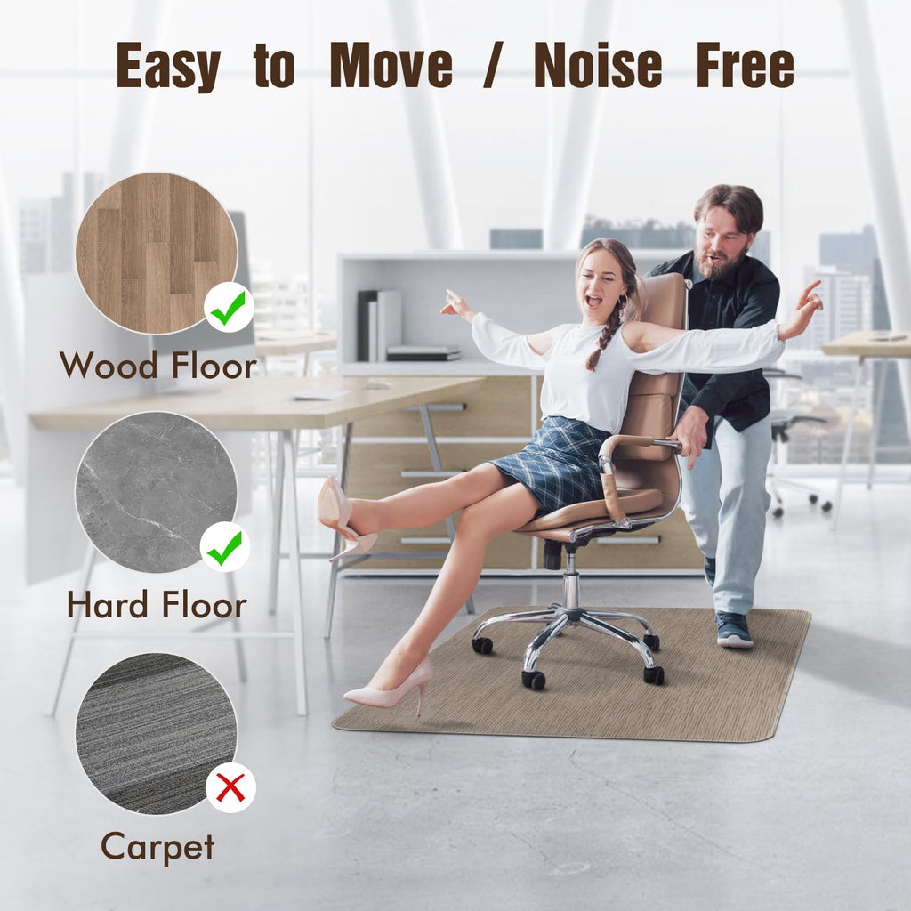 Office Chair Mat for Hardwood Floor, 36" x 48" Desk Chair Mat for Hard Wood and Tile Floor, Large Anti-Slip Hard Floor Protector Rolling Chair Mat, PVC Mat Desk Rug for Office Home, Dark Brown