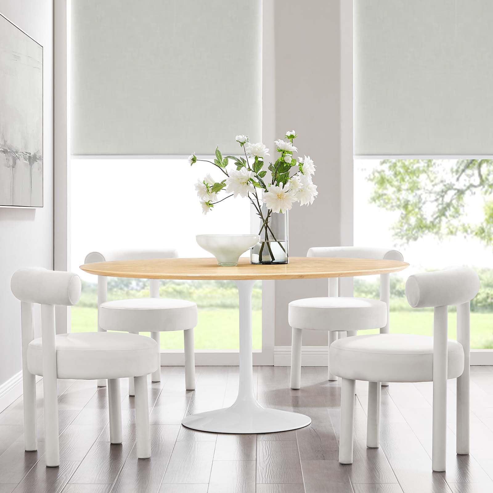 Modway Lippa Dining Table, 60", White Natural