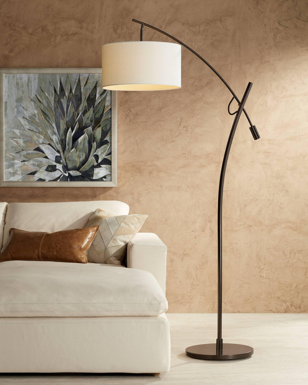 Bronze Boom Arc 69" Tall Floor Lamp with USB Dimmer