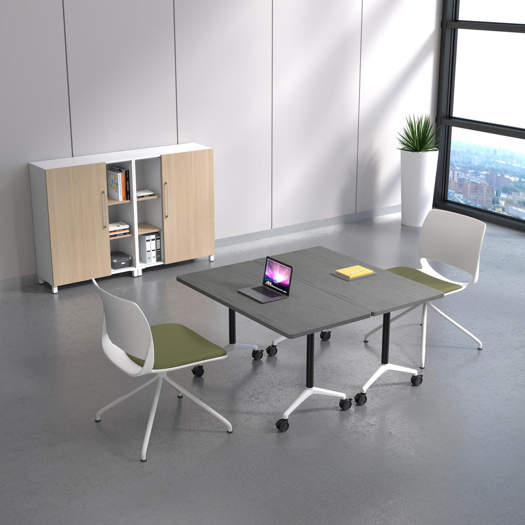 Folding Conference Table with Wheels, Flip-Top, 47.2in, 4 Pack, Gray