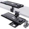 Upgraded Adjustable Keyboard Tray for Above Desk & Under Desk Use - Ergonomic Sit-Stand Keyboard Riser with 360° Rotation, 24.4"×10" Keyboard Stand with Wrist Rest & Storage Drawer - Black