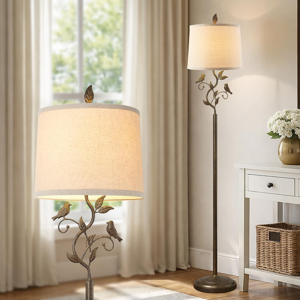 63" Farmhouse Iron Leaf Floor Lamp for Living Room