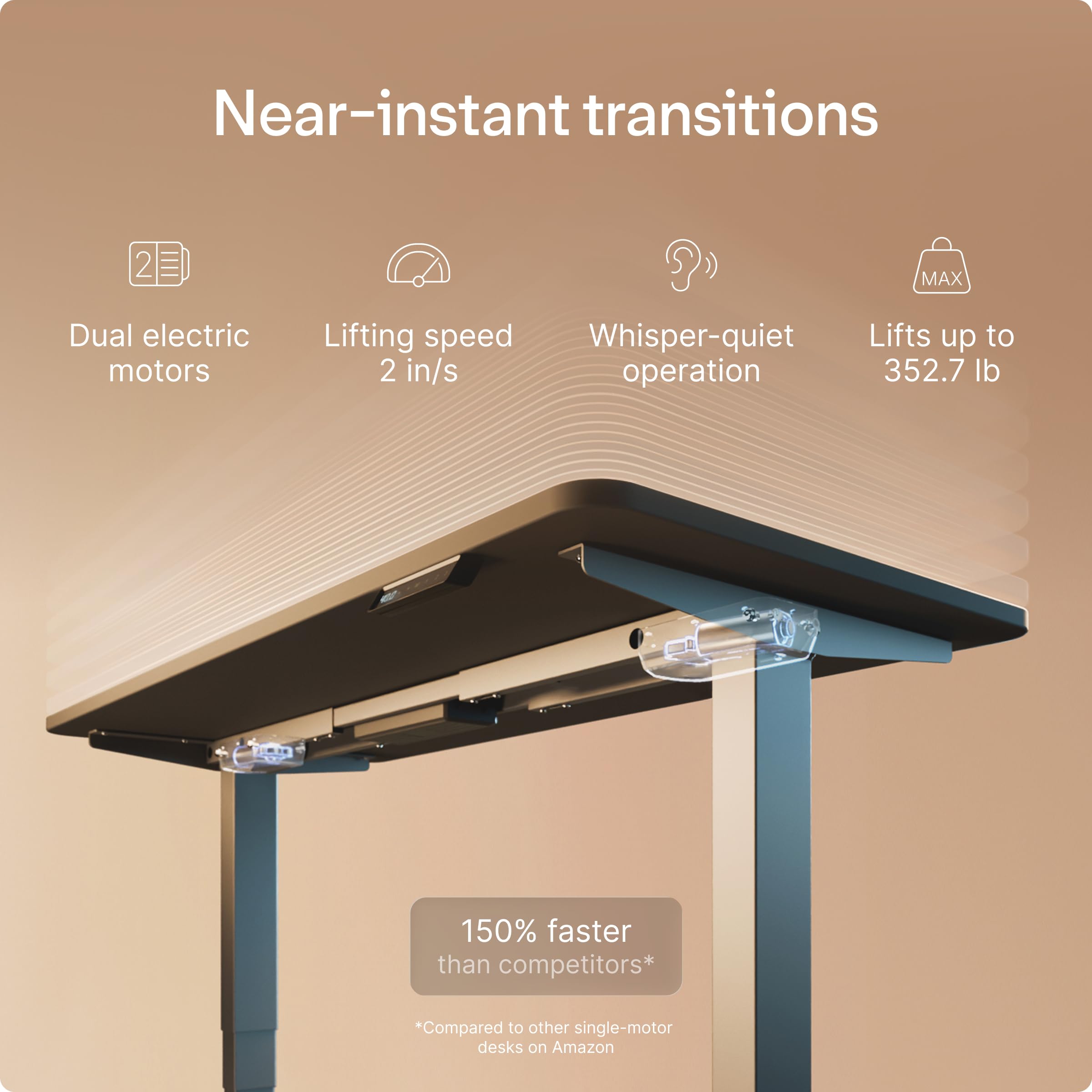 Standing Desk 54x28 — Made in Europe, Ergonomic Sit Stand Home Office Desk, Electric Height Adjustable, Dual Motor, USB & USB-C Chargiing, Wobble-Free, Touchscreen, 3 Memory Presets